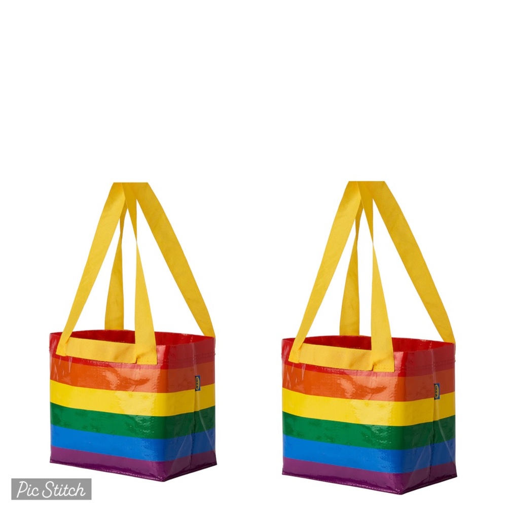 IKEA X2 Large Rainbow Shopping Tote Bags Storstomma NEW